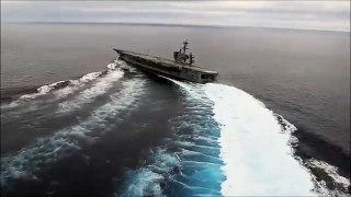 Cool Footage Of US Navy Aircraft Carrier Doing Hairpin Turns At High Speed