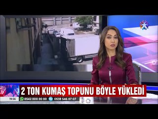 Türkün Pratik zekası 2 Ton kumaş balyasını basket atar gibi yüklediler