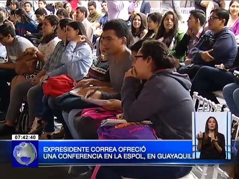 Expresidente Rafael Correa dictó una charla magistral en la ESPOL