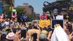 Joey Chestnut Celebrates Breaking Record to Win Nathan's Hot Dog Eating Contest