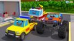 Cars & Trucks Cartoons - The Red Fire Truck with The Police Car | Emergency Cars Cartoon for kids