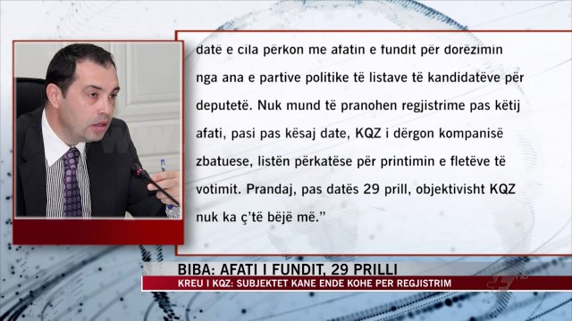 Kreu i KQZ-së Denar Biba: Afati i fundit i regjistrimit, 29 prilli - News, Lajme - Vizion Plus