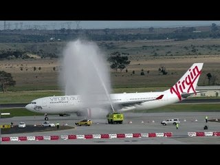 Virgin Australia's Maiden Flight to Hong Kong Welcomes Richard Branson and Water Cannon 'Salutes'