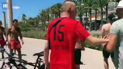 Brutal fight breaks out between group of German in Spain on Beach