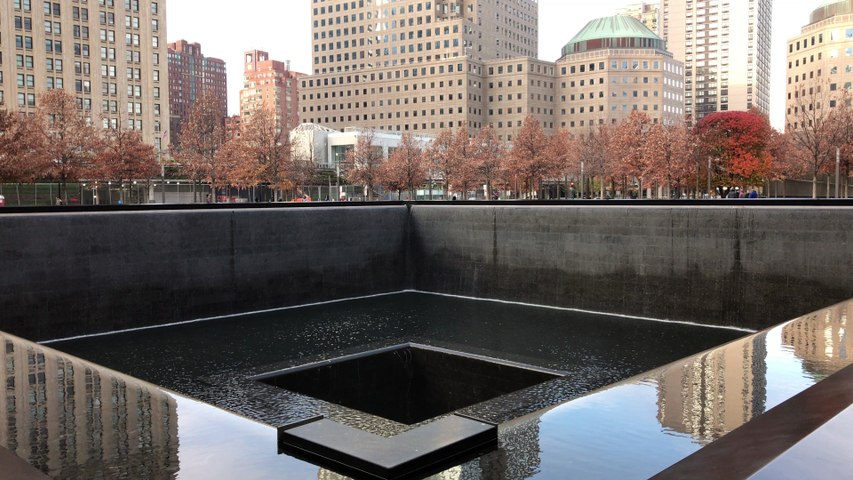 View of 9/11 Memorial in New York City, NY