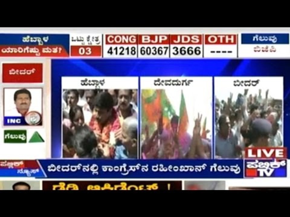 BJP Wins Hebbal & Devadurga, Congress Wins Bidar
