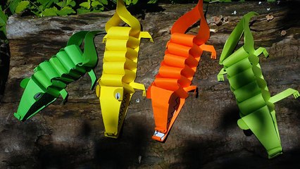 فكرة بسيطة لعمل تمساح بالورق للاطفال بطريقة سهلة و جميلة