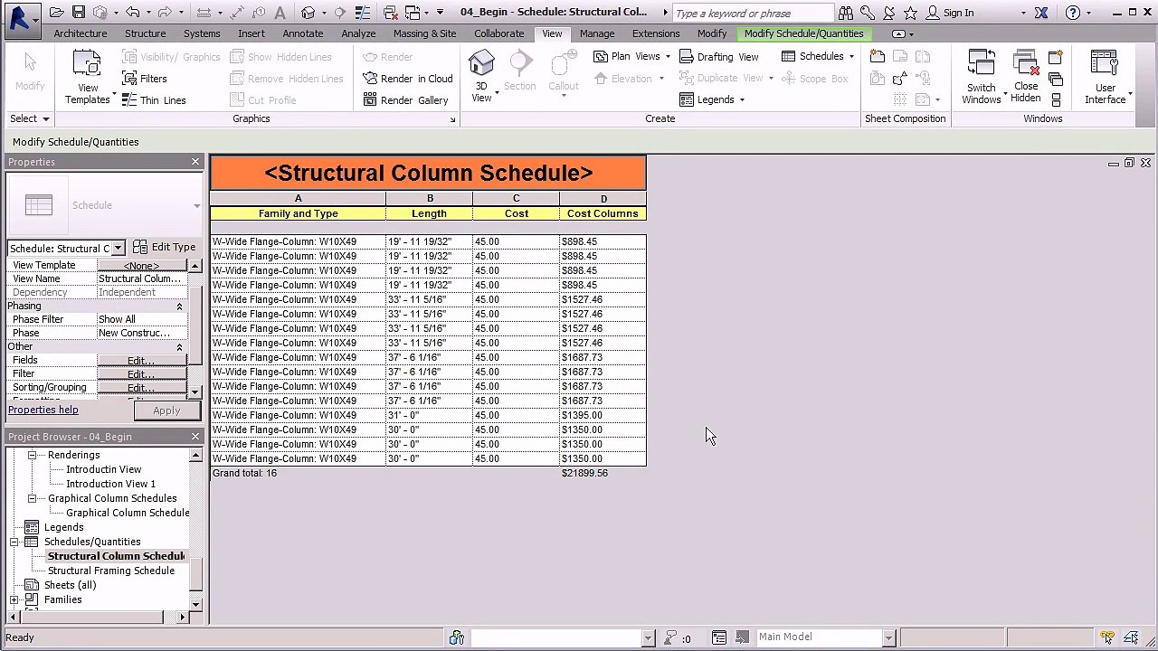 04. Making a cost Schedule for concrete