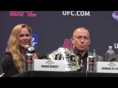 MMA Stars Jon Jones Cain Velazquez GSP Ronda Rousey Dana White on stage
