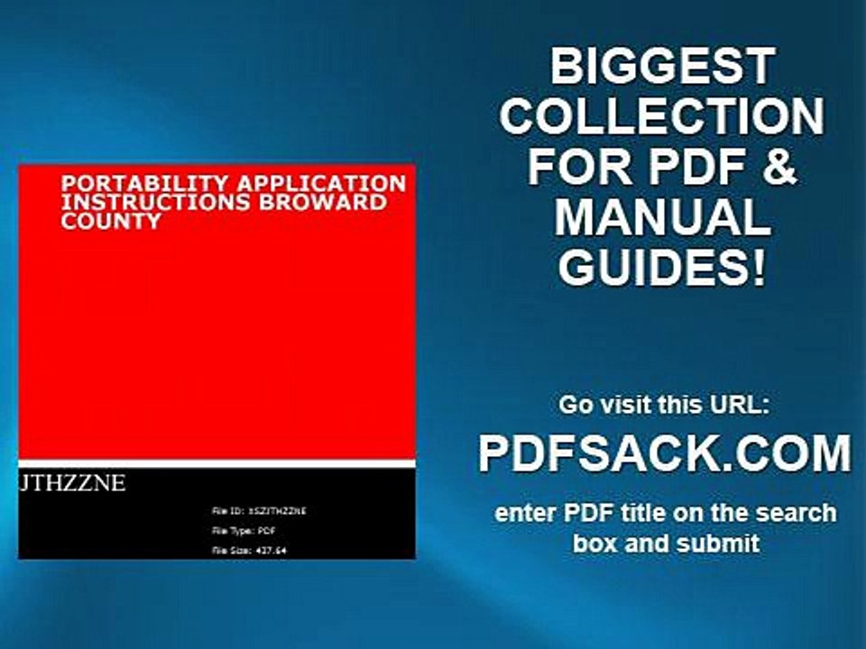 Portability Application Instructions Broward County