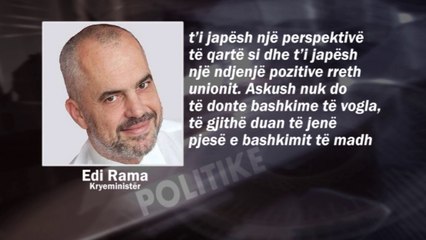 Ora News – Rama: Bashkimi Shqipëri-Kosovë i mundshëm nëse BE na zbeh shpresat