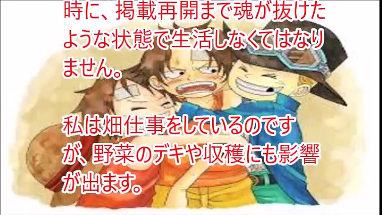 ワンピースが休載決定！ファンの女子がありえない発言‥。その発言とは？
