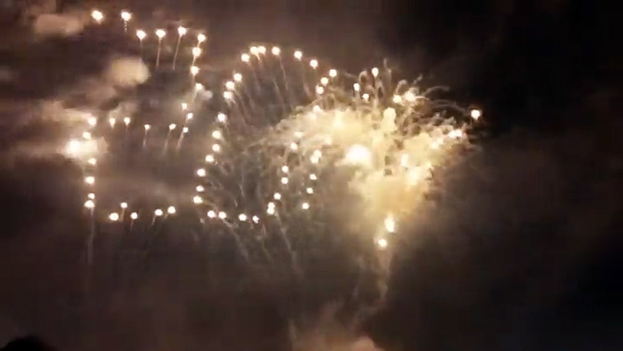 Un superbe feu d'artifice crée le drapeau américain