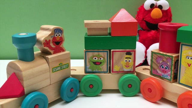 Sesame Street Elmo Elmos Wood Block Train ELMO TOYS Wooden Train Cookie Monster Learn Col