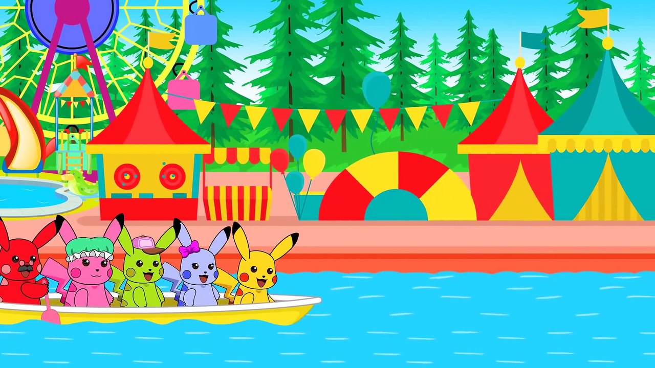 Mega Pikachu crashed Kick Scooter, Finger family songs with actions for kids