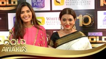 Sangeita Chauhaan aka Meghna And Prachi Shah aka Sharda At Zee Golden Awards 2017 Red Carpet