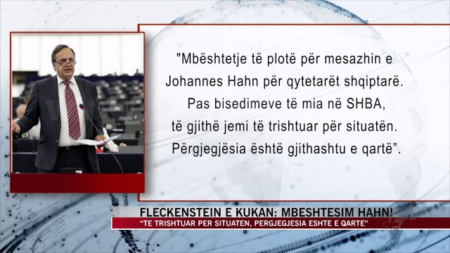 Fleckenstein: Mbështetje të plotë për letrën komisioneri Hahn - News, Lajme - Vizion Plus