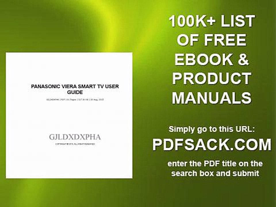 Panasonic Viera Smart Tv User Guide