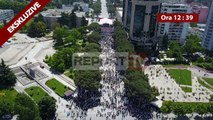 Report TV - Ekskuzive pamje me dron nga protesta e PD