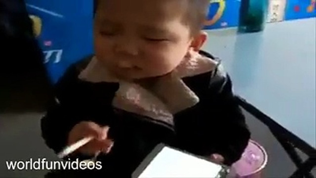 funny smoking kid