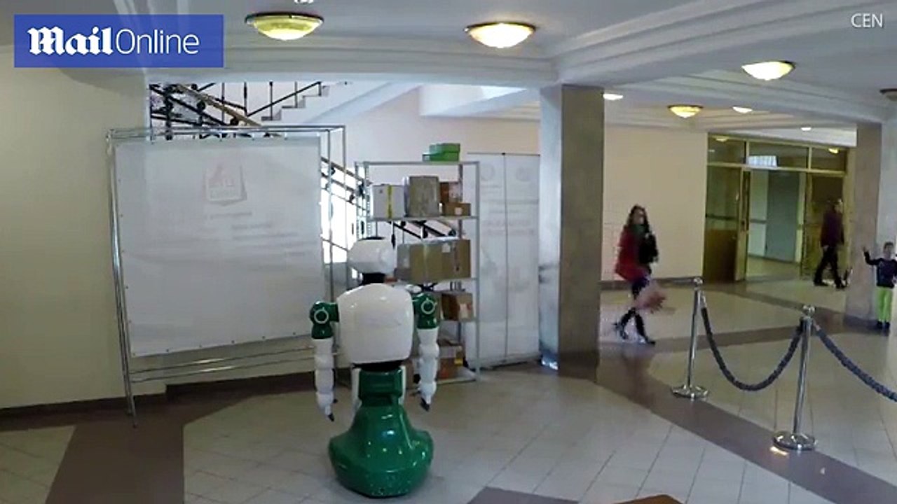 Russian Promobot robot saves a girl from being crushed _ Daily Mail Online