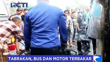 Tabrakan, Bus dan Motor Terbakar di Jalur Pantura