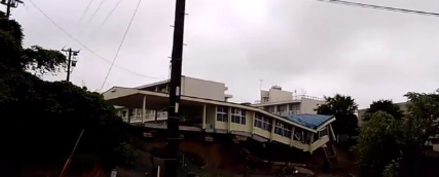 School in Southern Japan Partially Collapses After River Breaks Its Banks