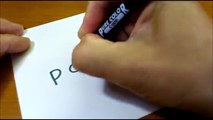 How to turn words POKEMON into a Cartoon for kids -  Drawing doodle of Pokémon art on paper