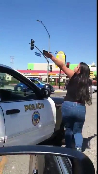 Une femme se prend un coup de matraque après avoir tenté d'agresser un policier