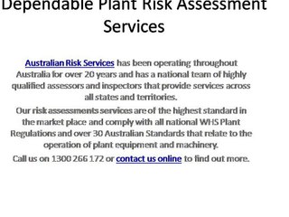 Dependable Plant Risk Assessment Services