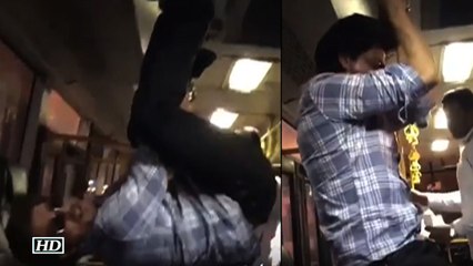 SRK turns Spider-Man, hangs upside down in a bus