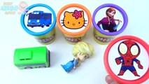 Cups Toys Play Doh Clay Little Bus Tayo Frozen Elsa Spiderman Hello Kitty Learn Colors for