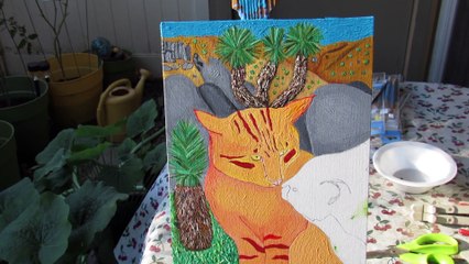 Painting Two Cats Kissing At Joshua Tree