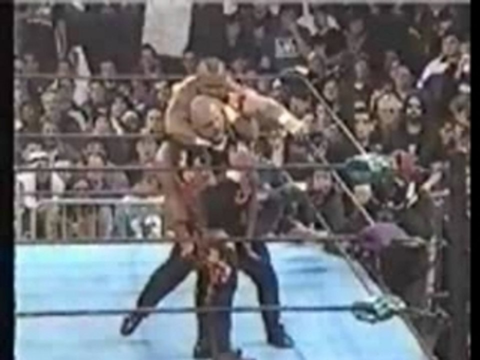 Tazz & Bam Bam Bigelow Fall Through The Ring