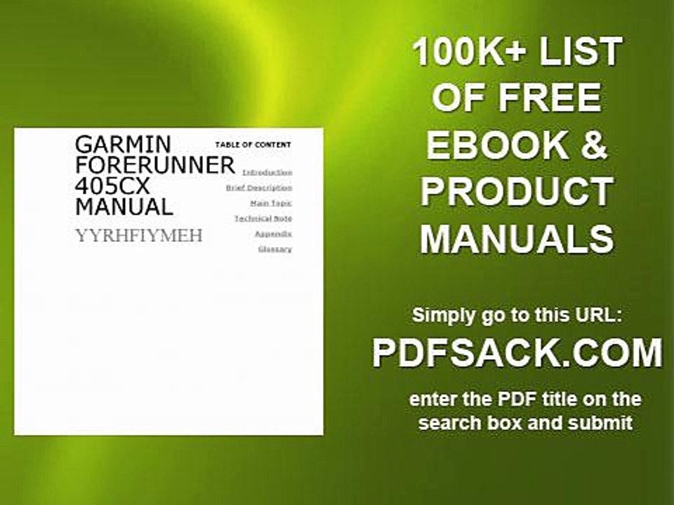 Garmin Forerunner 405cx Manual