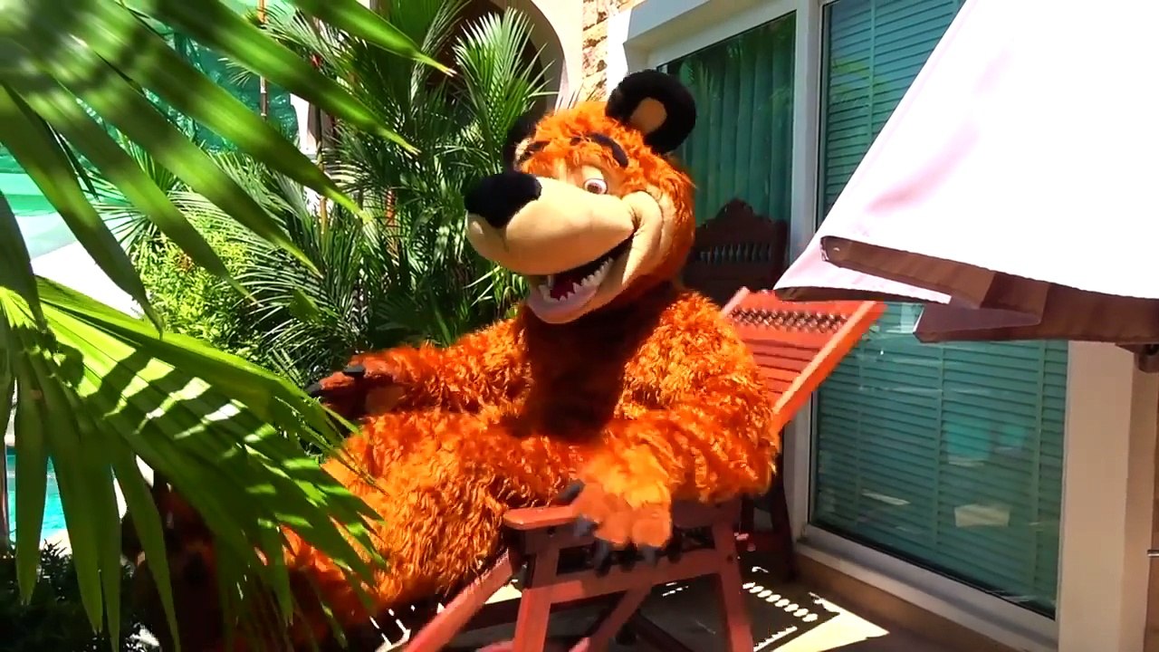 Bad kids driving car and crush food Funny video for children Masha and the Bear movie