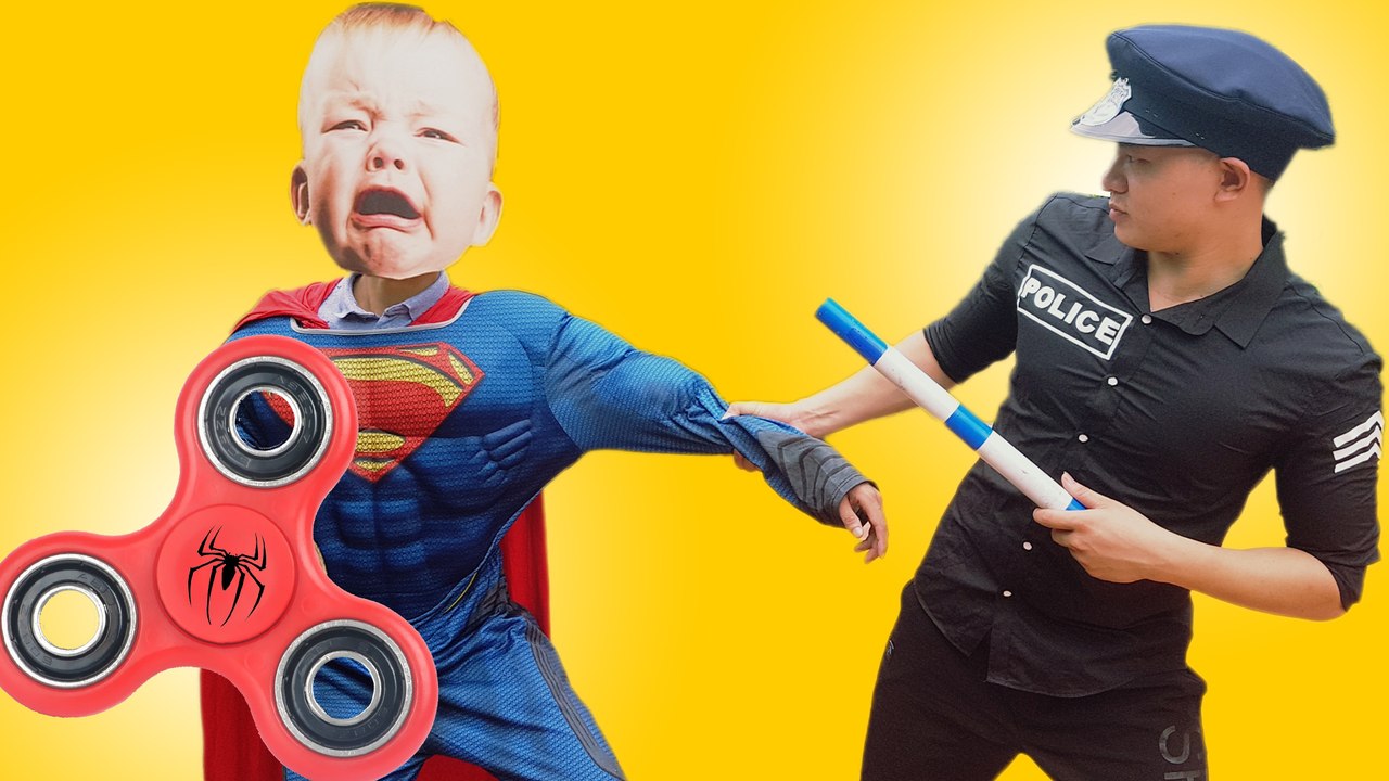 BAD BABY steal GIANT FIDGET SPINNER and go to jail w/ Elsa vs Spiderman | Funny Superhero IRL Video