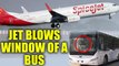 Spicejet flight blows IndiGo bus's window at Delhi airport, 5 injured | Oneindia News