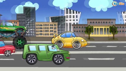 Download Video: Coche de Policía, Camión de Bomberos, Grúa - Carros para niños - Spanish cartoons