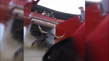 Watch man's narrow escape during San Fermin bull running festival
