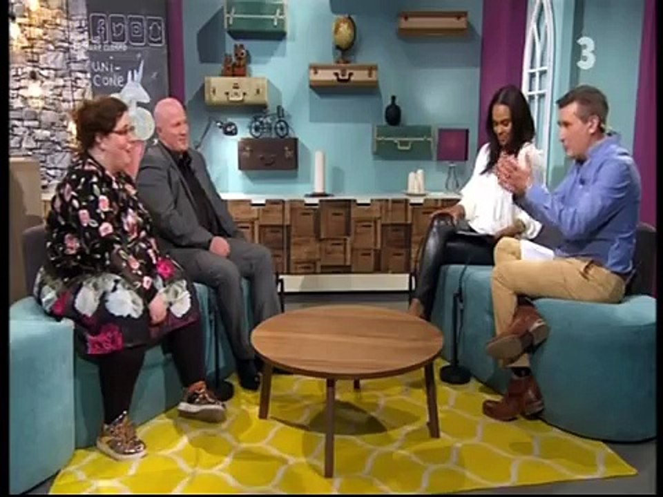 Samantha Mumba in leather pants on The Six OClock Show April 2017