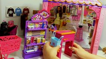 Cra muñeca tienda de comestibles en en vida mercado juego almacenar el juguete Barbie malibu dreamhouse unboxing co