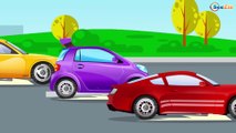 Yellow Racing Car and Police Car - The Big Race in the City | Animation Cartoon for Kids