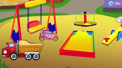 Скачать видео: Camiones infantiles - Excavadora, Camión de Bomberos, Grúa - Coches para niños