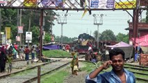 Khulna bound Nakshikatha Express Train of Bangladesh Railway entering Rajbari Railway Station