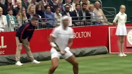 Rafael Nadal playing at Hurlingham Club in preparation for Wimbledon 2017
