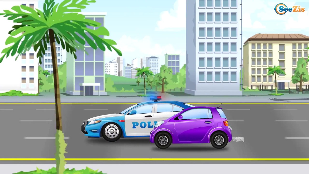 Giant Monster Truck Chase w Police Car | Monster Trucks Kids Car Cartoon | Real Trucks For Children