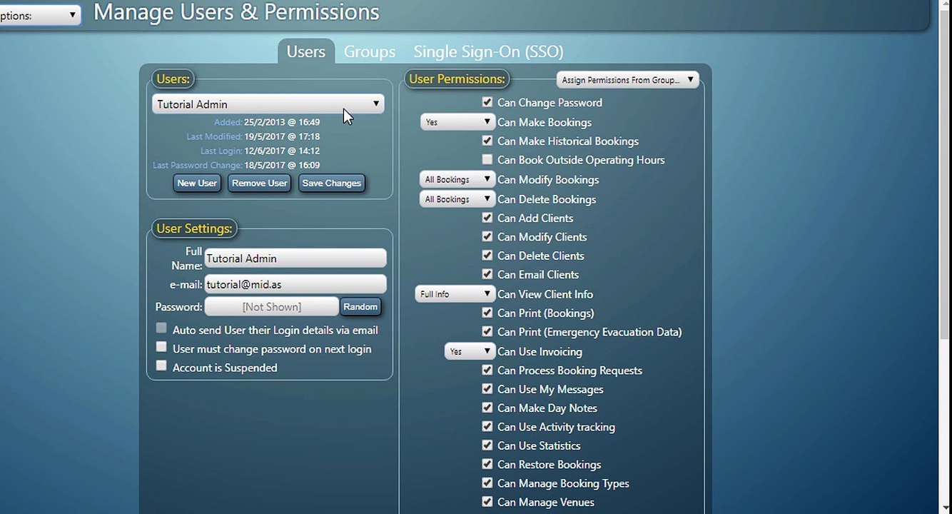 MIDAS: How To Modify A User's Permissions