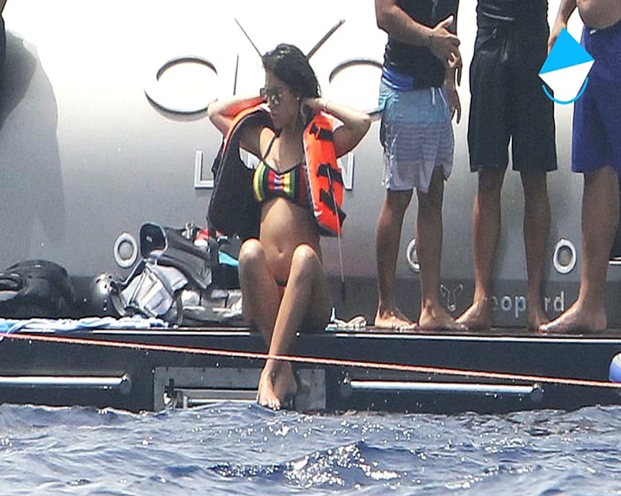 Cristiano Ronaldo takes a dive while showing off flyboarding skills as he joins son and bikini-clad girlfriend Georgina Rodriguez in Ibiza... amid claims she is pregnant