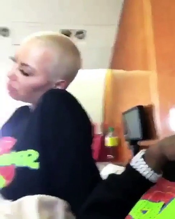 Amber Rose - 21 Savage private plane video! Terrible hair and expensive tastes!